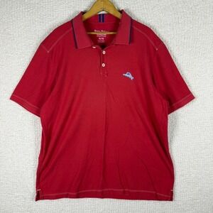 Tommy Bahama IslandZone Polo Shirt Mens XL Red American Flag‎ Marlin Logo
